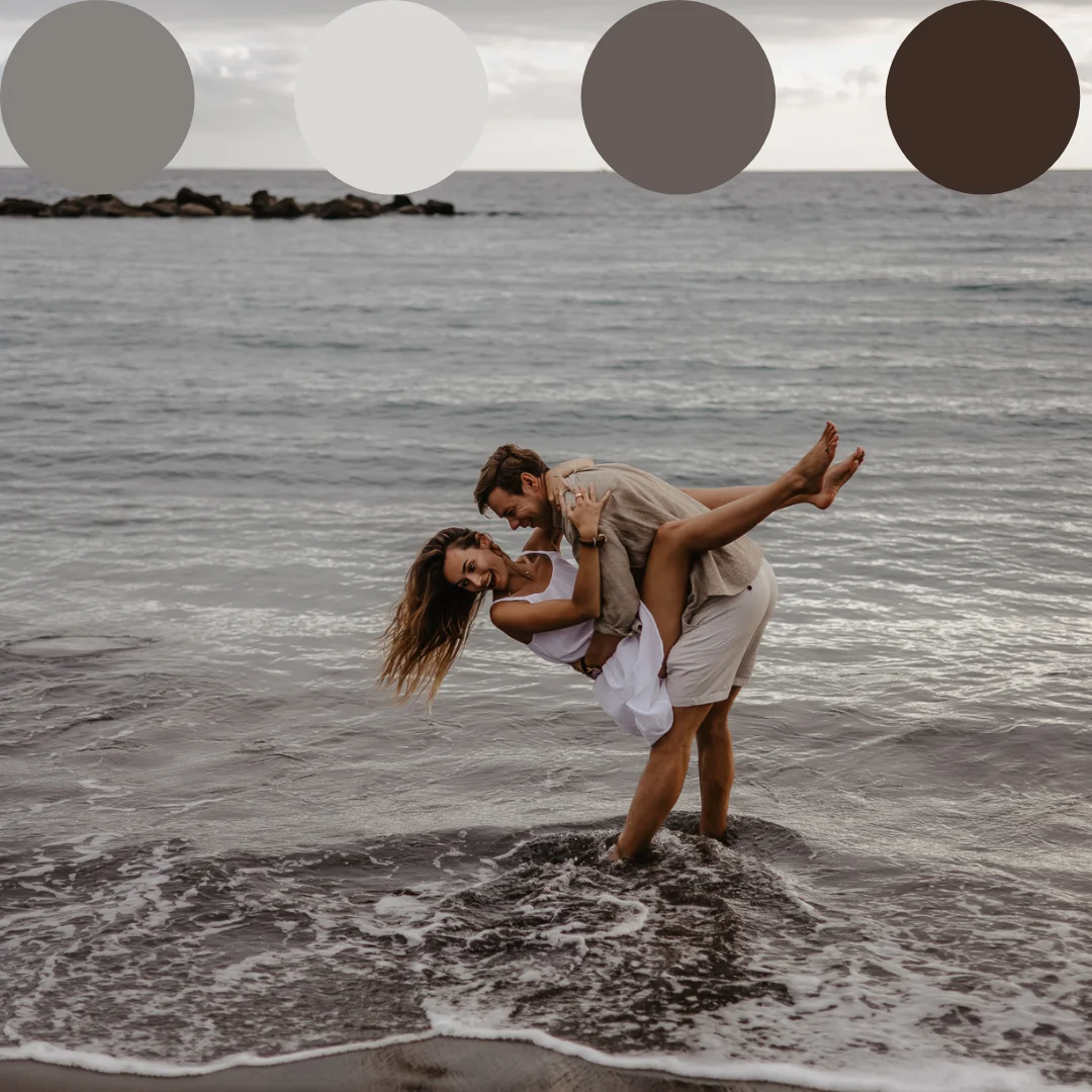 Couple on the beach in natural colors