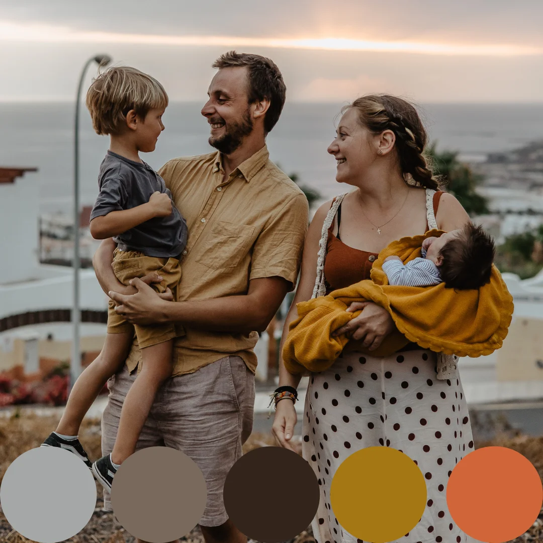 Family with patterns and colors