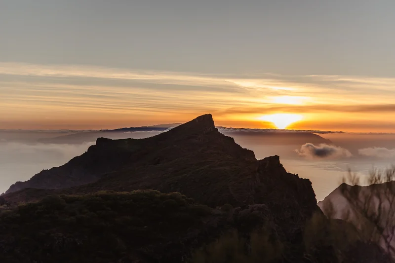 Masca wedding photography mountain peak silhouette golden sunset dramatic volcanic landscape