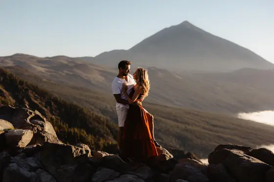 Romantic couples photography in Tenerife with Teide volcanic landscape in frame 55