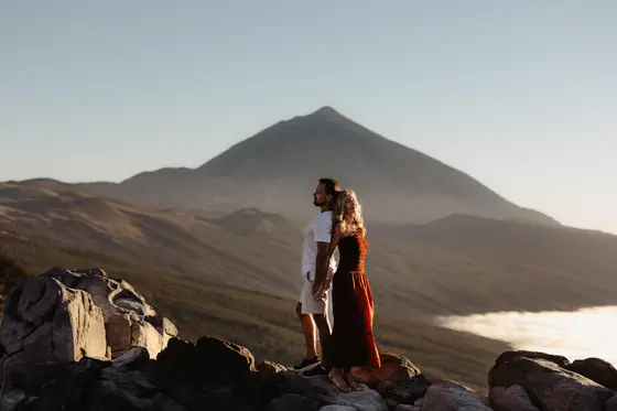 Romantic couples photography in Tenerife with Teide volcanic landscape in frame 57