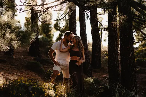 Romantic couples photography in Tenerife with Teide volcanic landscape in frame 26