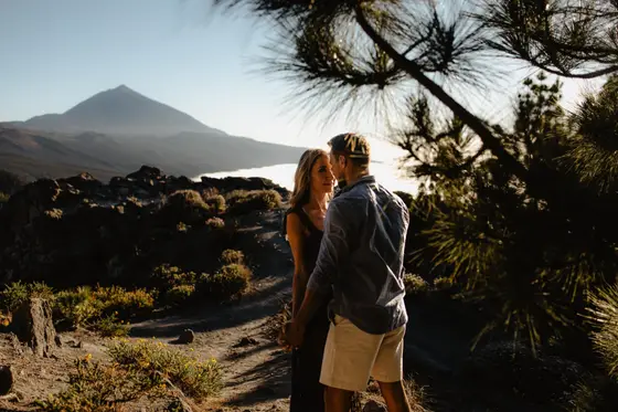Romantic couples photography in Tenerife with Teide volcanic landscape in frame 37