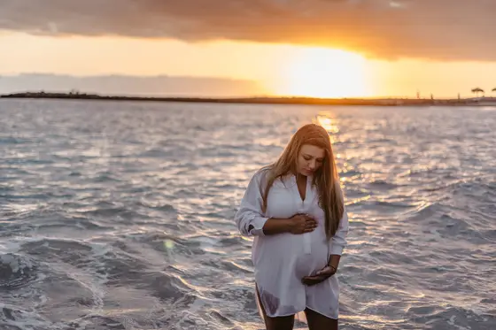 Sunset Maternity Beach Multiple Looks Photo Session #12