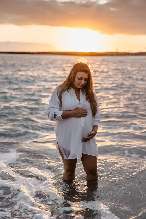 Sunset Maternity Beach Multiple Looks Photo Session #13