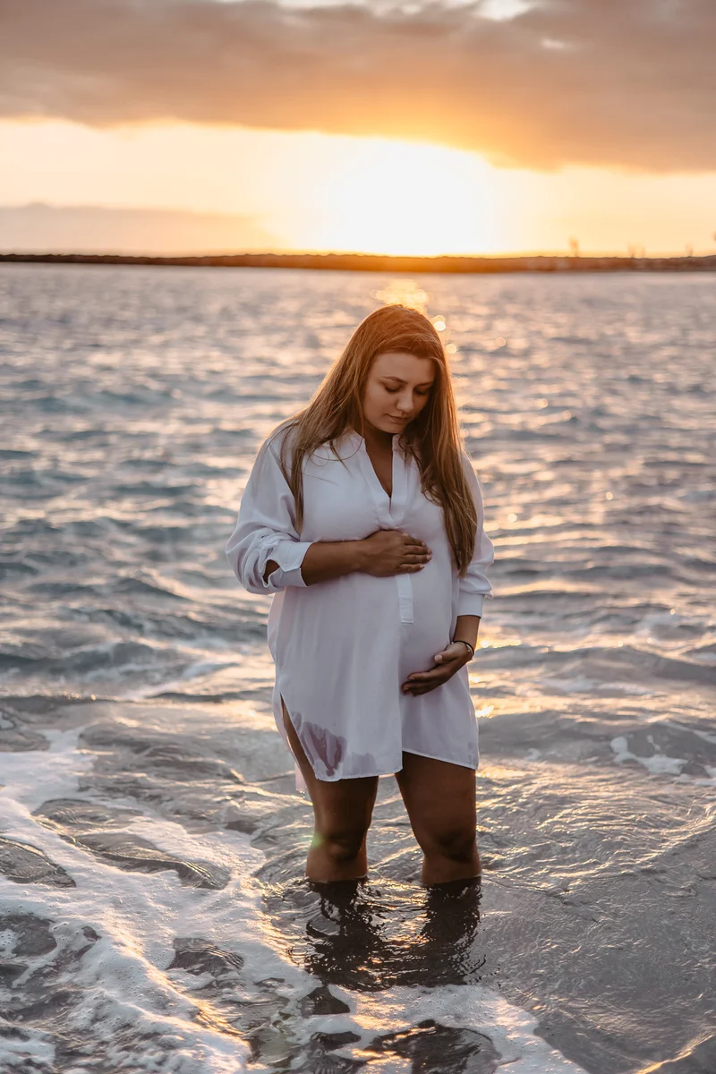 Sunset Maternity Beach Multiple Looks Sesja Zdjęciowa #13